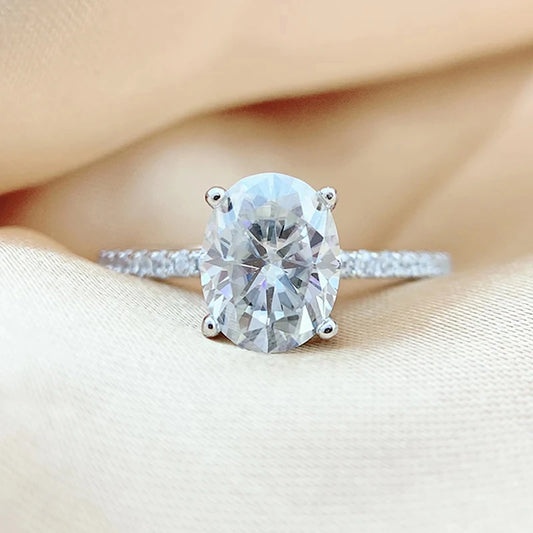 Smyoue Oval Cut 1CT 2CT 3CT D Color Moissanite Rings for Women Lab Diamond Wedding Promise Band S925 Sterling Silver Jewelry GRA